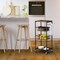 4-Tier Rolling Kitchen Organizer Cart with 2 Pull-Out Baskets & Rustic Wood Top – Industrial Metal Storage Shelf for Home, Bathroom, Laundry (80lb Capacity)